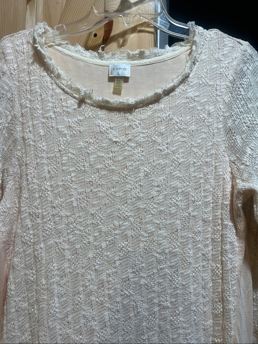 Cupio Cream Textured Knit Peplum Tunic ladies size x large